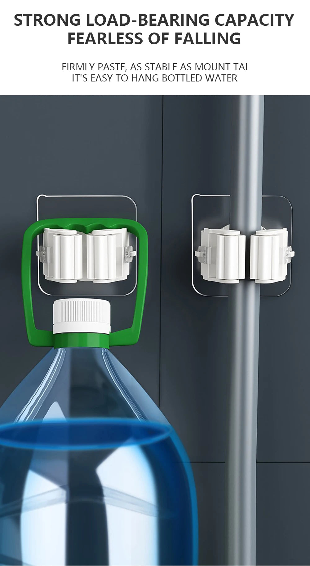 Adhesive Wall Mount Hooks – Mop & Broom Holder Rack