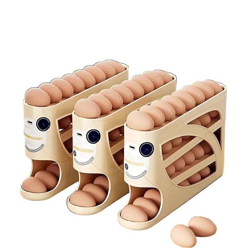 3-Tier Rolling Egg Organizer for Fridge | Holds 24 Eggs