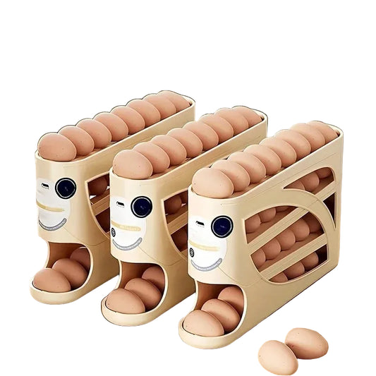 3-Tier Rolling Egg Organizer for Fridge | Holds 24 Eggs