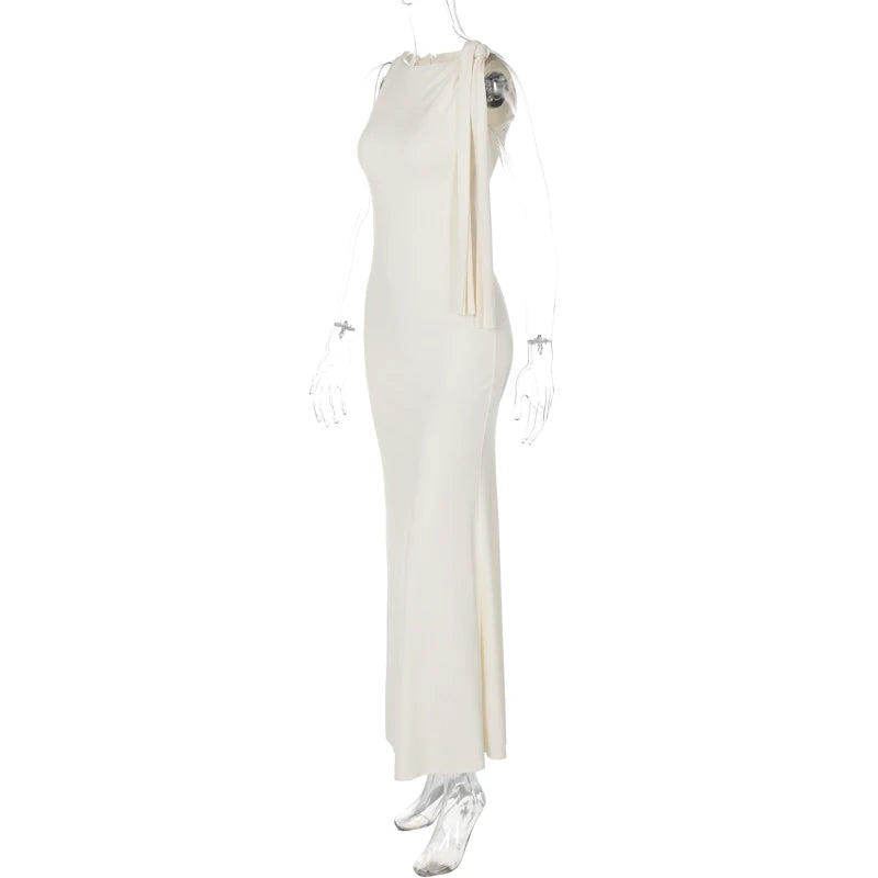 Women's Off-Shoulder Knit Maxi Dress, Empire Waist A-Line