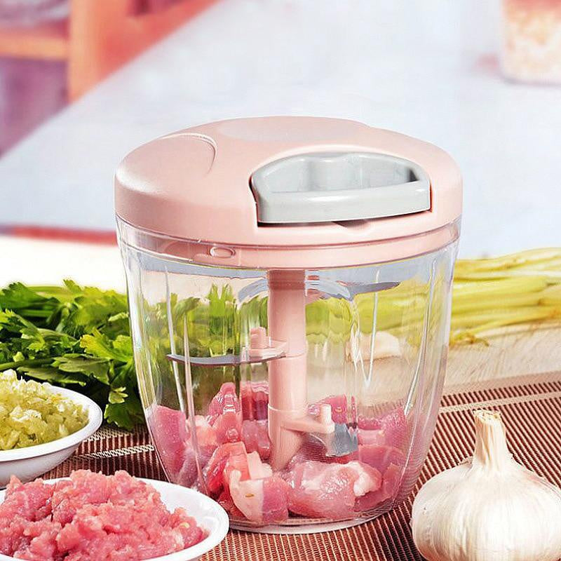 500/900ML Manual Hand Pull Vegetable Chopper – Stainless Steel Blade Garlic & Onion Mincer
