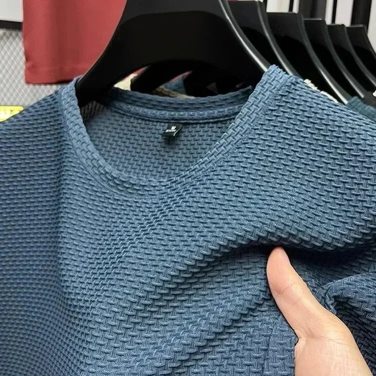 Men's Ice Silk Mesh Tee – Slim Fit Summer Casual Top