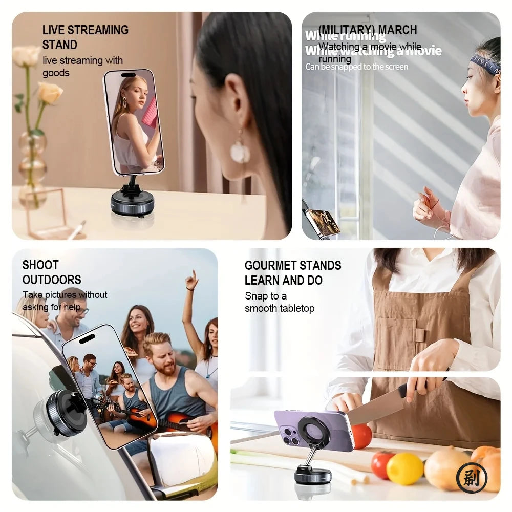 Magnetic Car Phone Holder – 360° Foldable Vacuum Mount