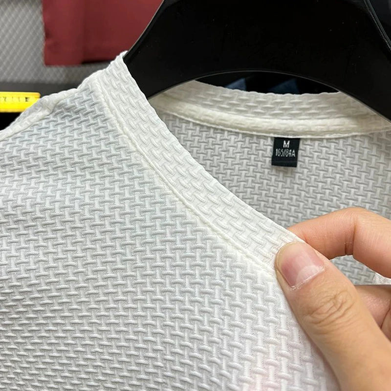 Men's Ice Silk Mesh Tee – Slim Fit Summer Casual Top
