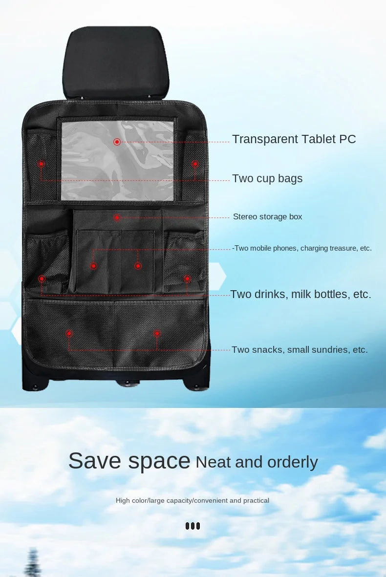 Backseat Organizer with Tablet Holder – Foldable Car Storage