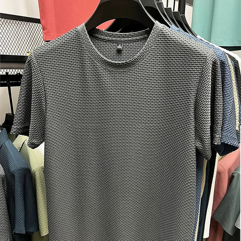Men's Ice Silk Mesh Tee – Slim Fit Summer Casual Top