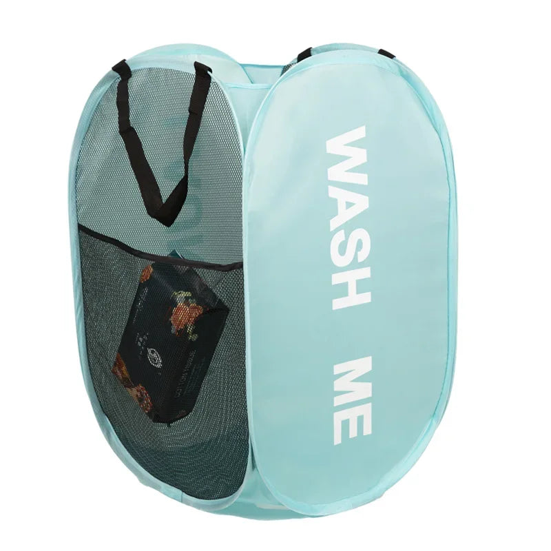 Pop-Up Laundry Hamper – Collapsible Mesh Basket with Handles