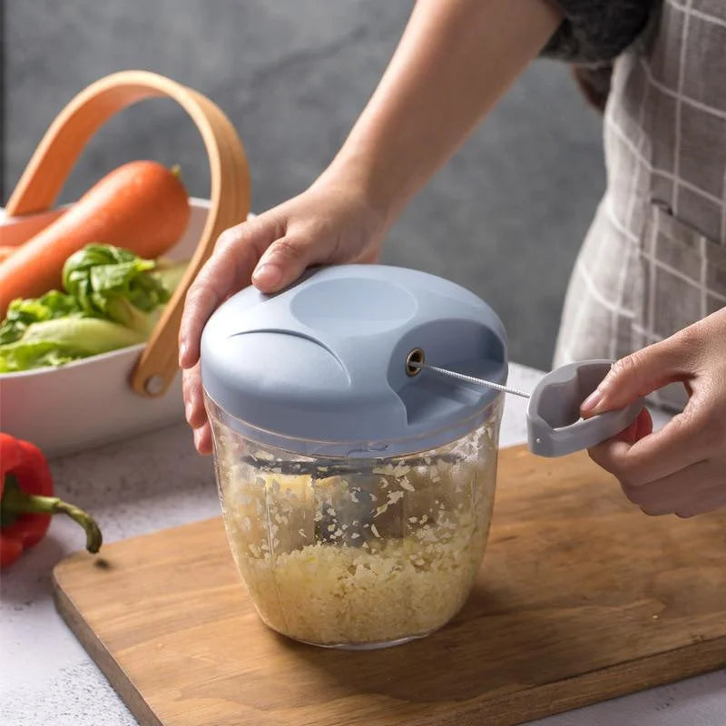 500/900ML Manual Hand Pull Vegetable Chopper – Stainless Steel Blade Garlic & Onion Mincer