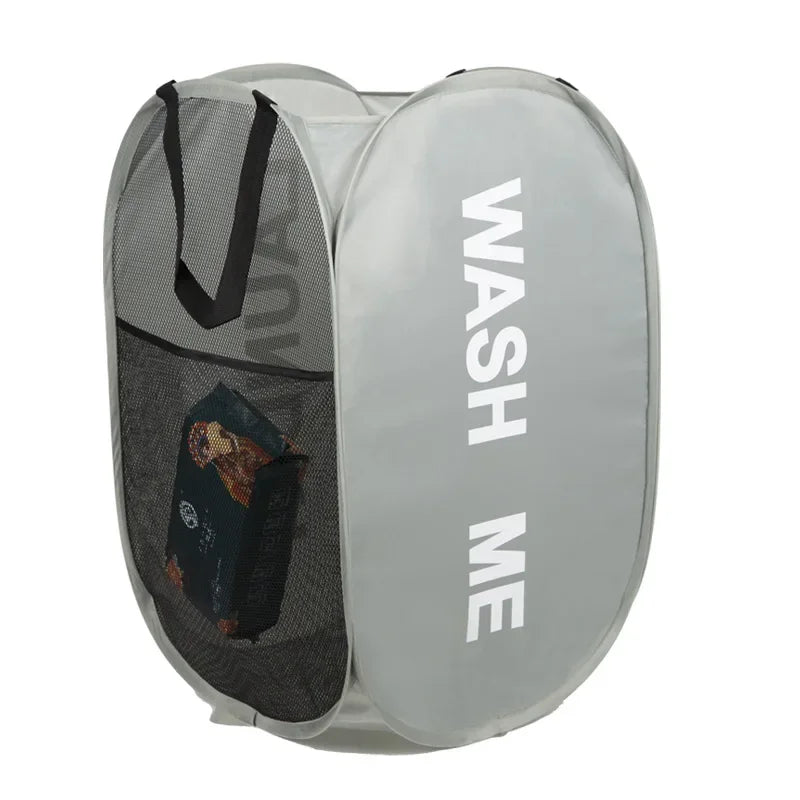 Pop-Up Laundry Hamper – Collapsible Mesh Basket with Handles