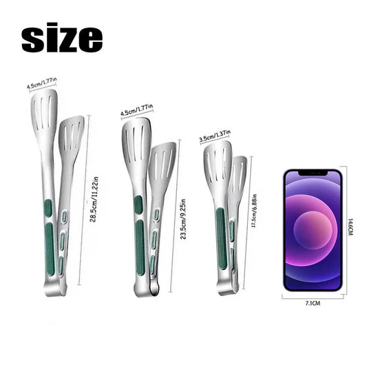 Non-Slip Stainless Steel Kitchen Tongs – Silicone Grip, Set of 3 (7"/9"/11")