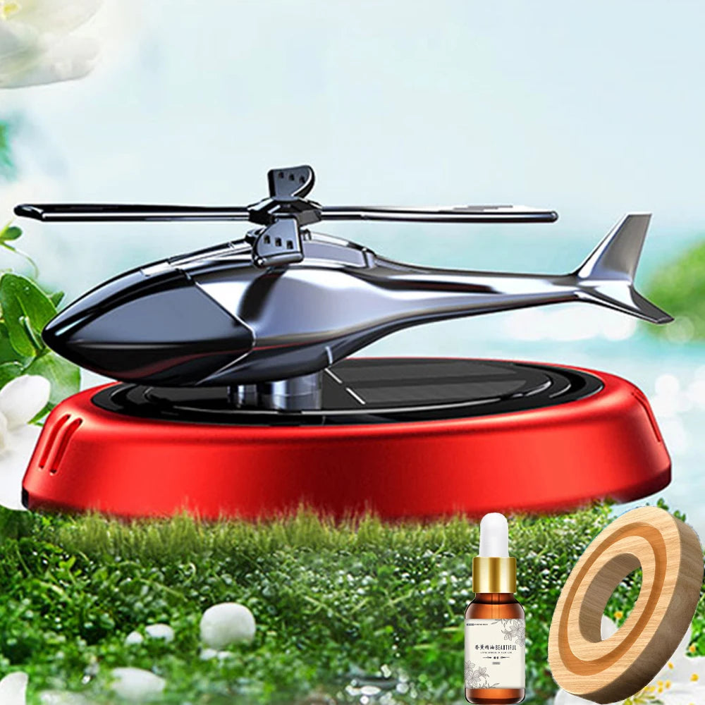 Solar Helicopter Car Air Freshener – Rotating Aromatherapy Diffuser