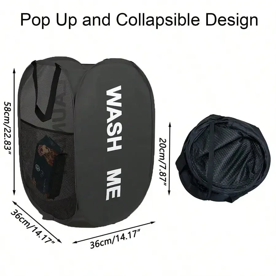 Pop-Up Laundry Hamper – Collapsible Mesh Basket with Handles