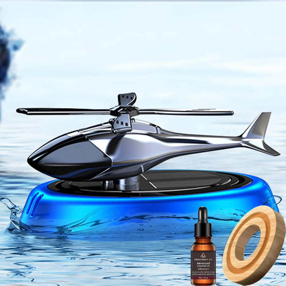 Solar Helicopter Car Air Freshener – Rotating Aromatherapy Diffuser