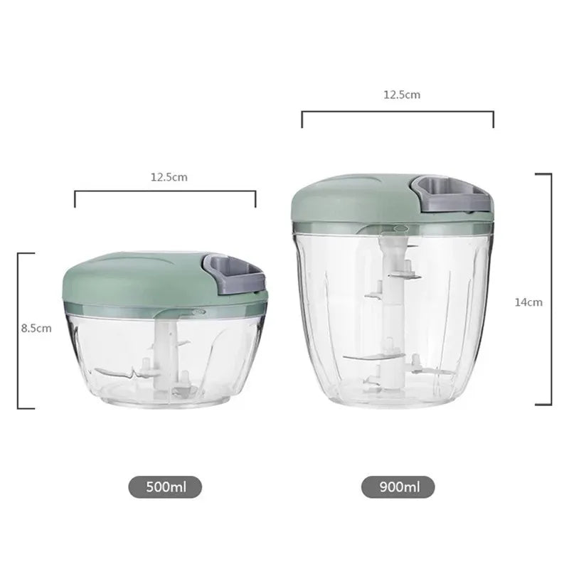 500/900ML Manual Hand Pull Vegetable Chopper – Stainless Steel Blade Garlic & Onion Mincer