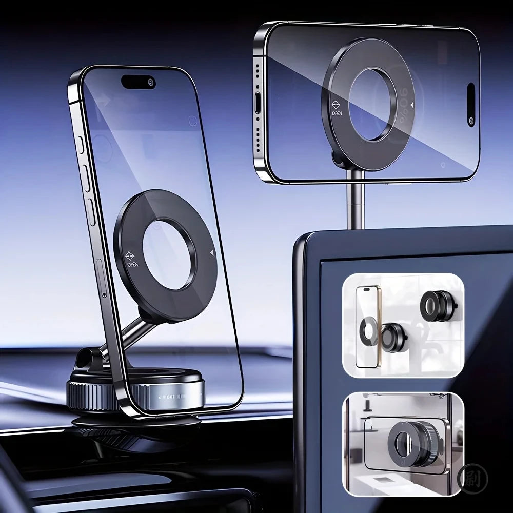 Magnetic Car Phone Holder – 360° Foldable Vacuum Mount