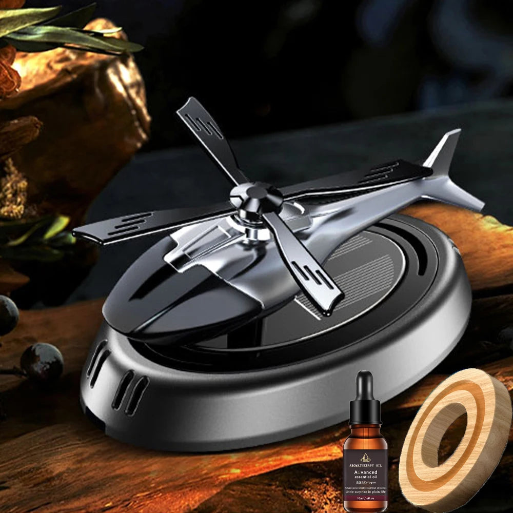 Solar Helicopter Car Air Freshener – Rotating Aromatherapy Diffuser