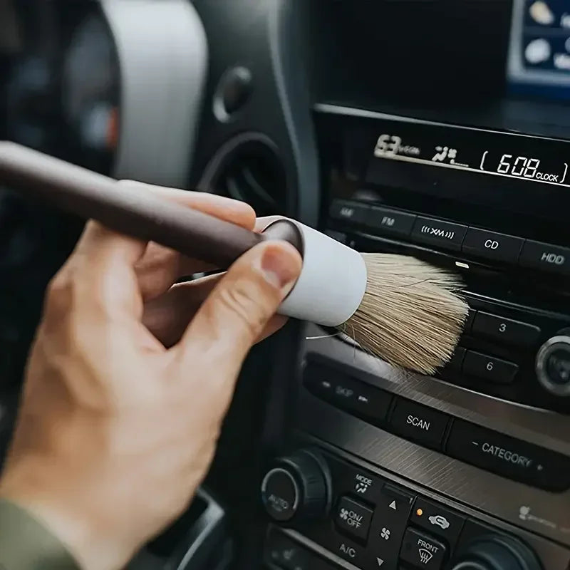 3PCS Boar Hair Detail Brush Set – Car Interior & Exterior Cleaning Brushes