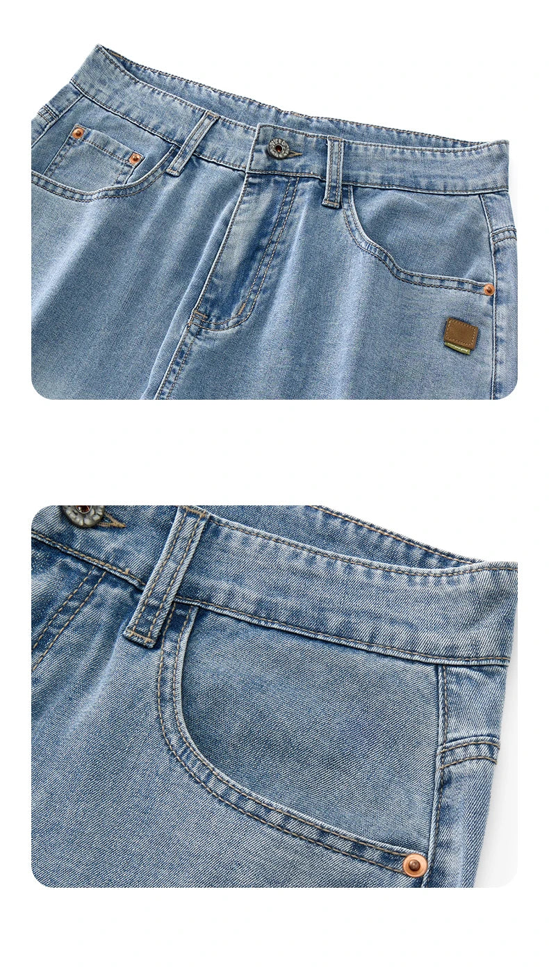 Men's Straight Leg Jeans – Lightweight Stretch Denim, Light Wash