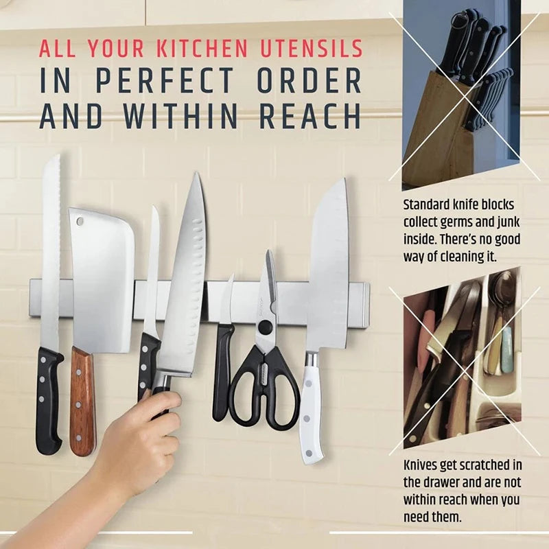 Premium Universal Knife Holder – Space-Saving Stainless Steel Knife Stand for Kitchen Counters