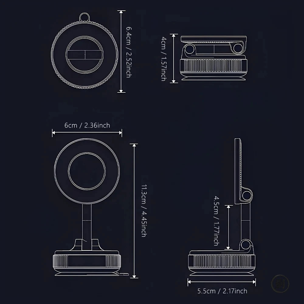 Magnetic Car Phone Holder – 360° Foldable Vacuum Mount