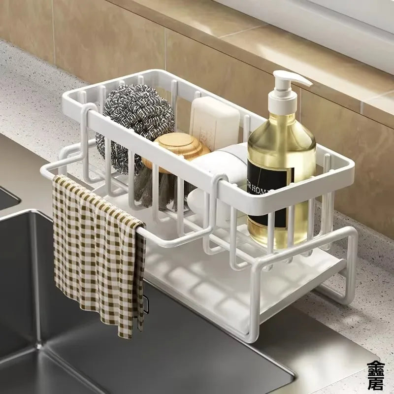 Tap-Mounted Sink Organizer with Drainage Rack