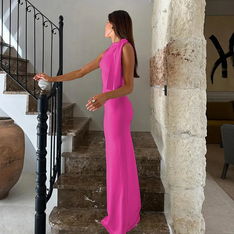 Women's Off-Shoulder Knit Maxi Dress, Empire Waist A-Line