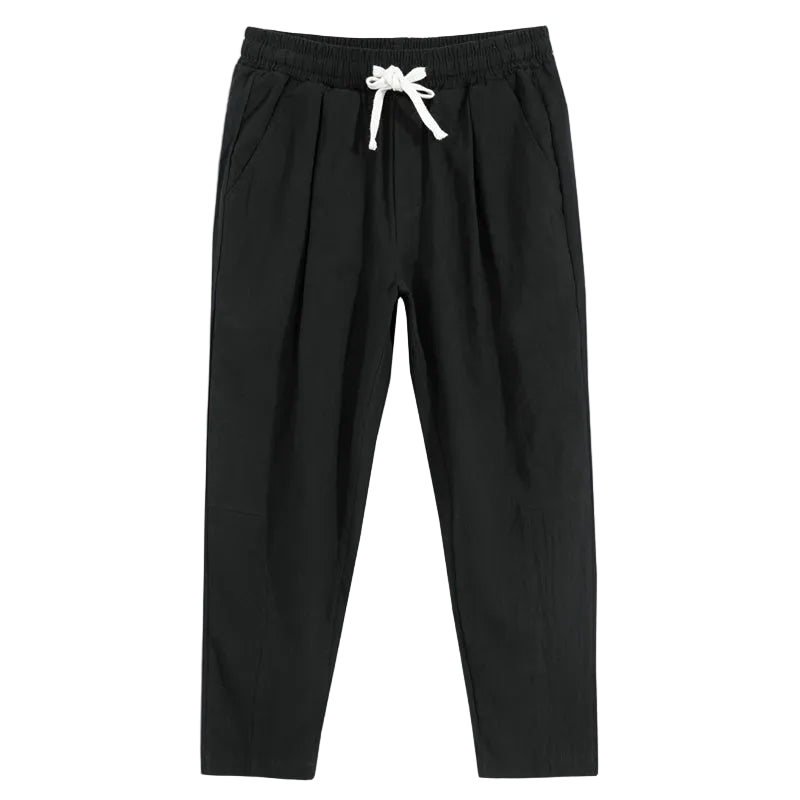 Men's Cotton Linen Streetwear Trousers – Loose Fit, Ankle-Length