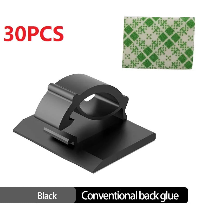 Cable Clips Organizer Set (30pcs) – Desktop Cord Holder & Wire Manager