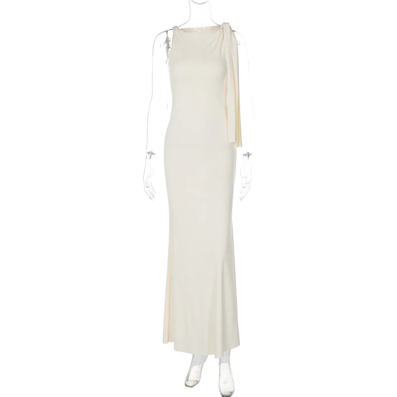 Women's Off-Shoulder Knit Maxi Dress, Empire Waist A-Line
