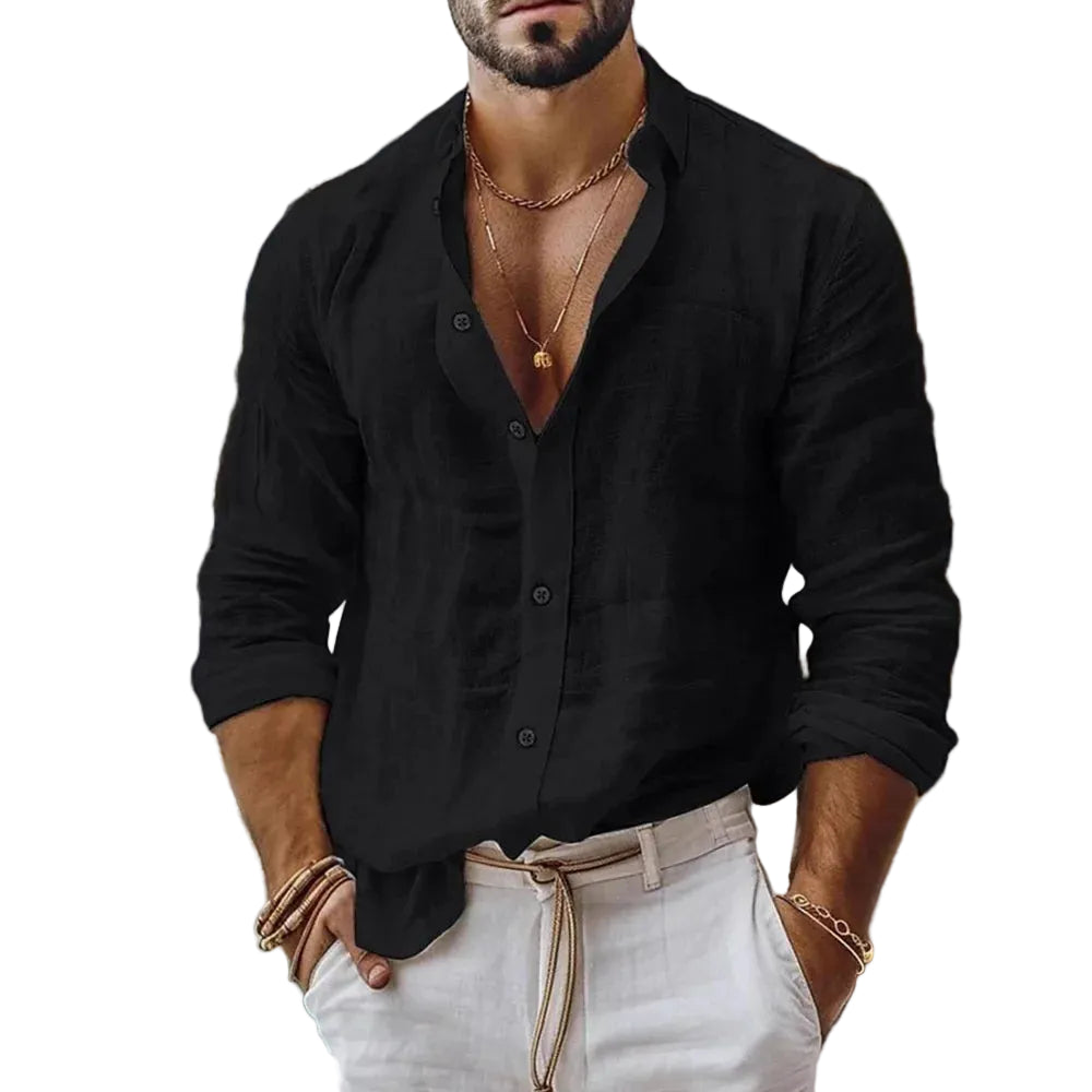 Men's Solid Linen Cotton Shirt | Casual Fit, Breathable Summer Wear