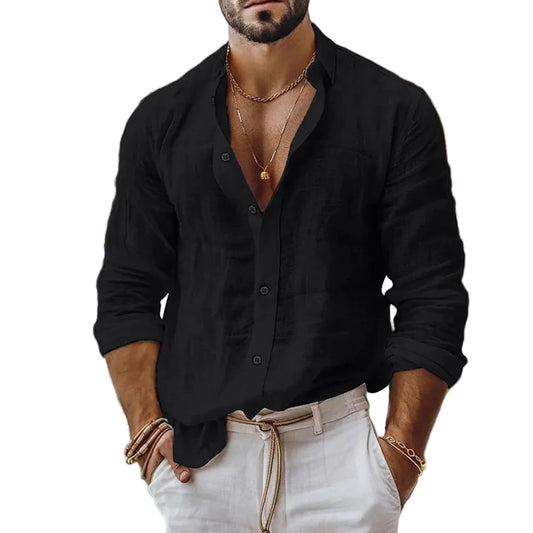 Men's Solid Linen Cotton Shirt | Casual Fit, Breathable Summer Wear