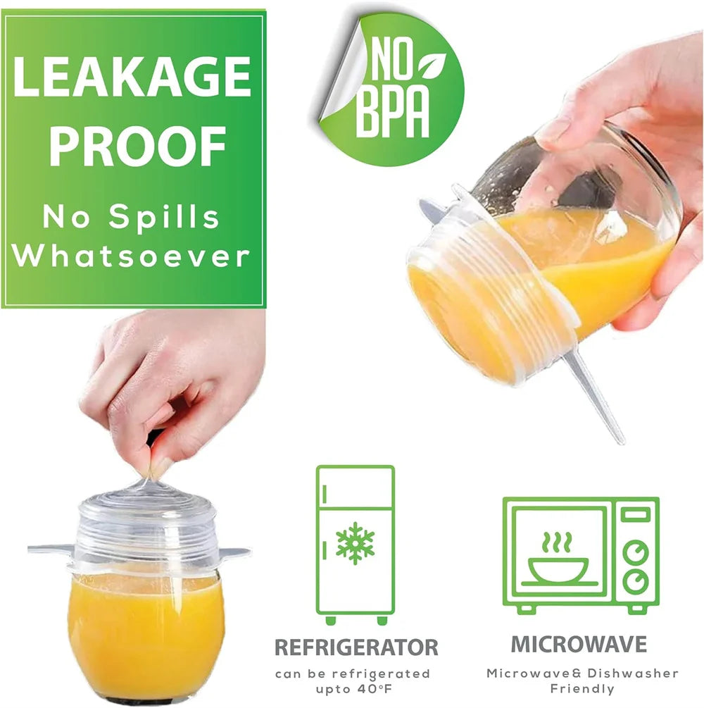 6Pcs Silicone Stretch Lids – Reusable Food Grade Airtight Covers for Bowls, Cups & Containers