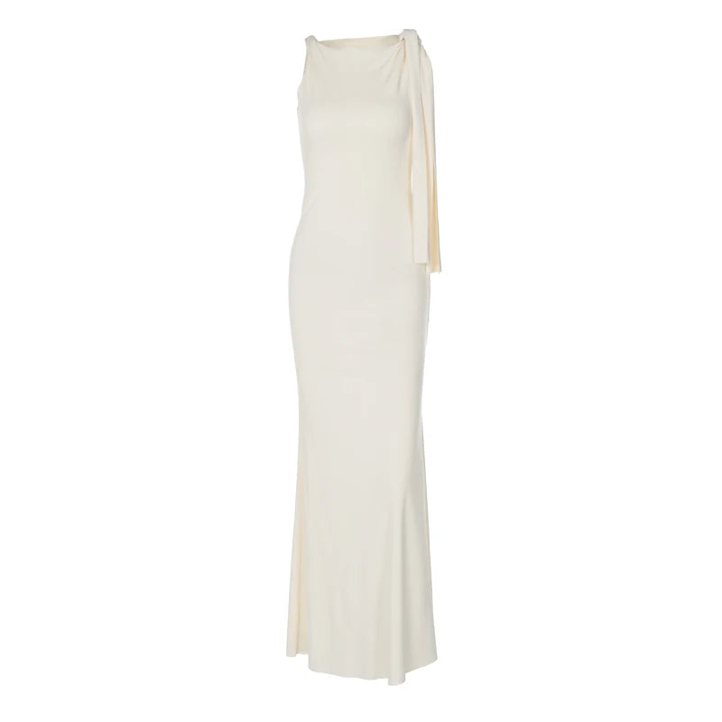 Women's Off-Shoulder Knit Maxi Dress, Empire Waist A-Line