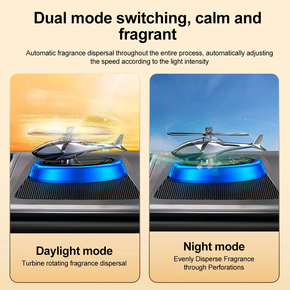Solar Helicopter Car Air Freshener – Rotating Aromatherapy Diffuser