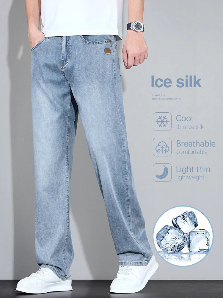 Men's Straight Leg Jeans – Lightweight Stretch Denim, Light Wash