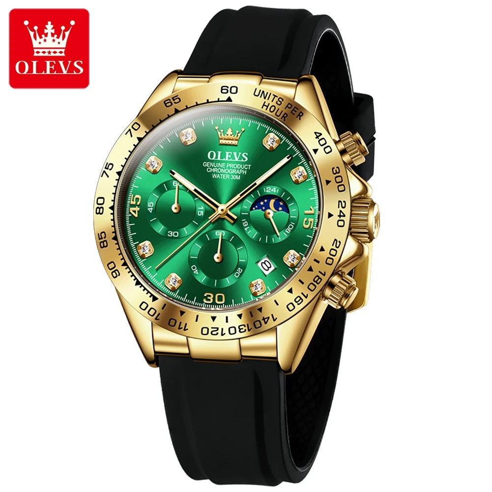 OLEVS Luxury Sports Quartz Watch for Men | Silicone Strap